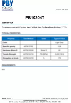 PB10304T - Material Data Sheet