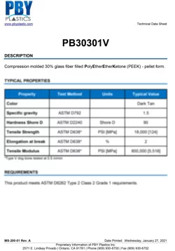 PB30301V - Material Data Sheet