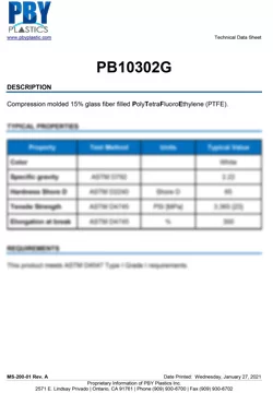 PB10302G 15 Glass Fiber PTFE