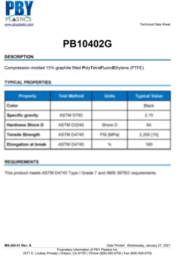 PB10402G 15 Graphite PTFE
