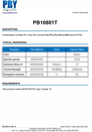 PB10801T 5 Moly 55 Bronze PTFE