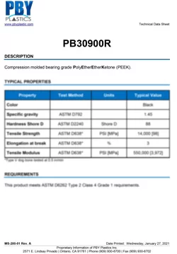 PB30900R Bearing Grade PEEK