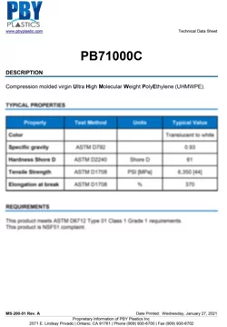 PB71000C Virgin UHMWPE