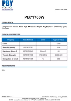 PB71700W Gold UHMWPE